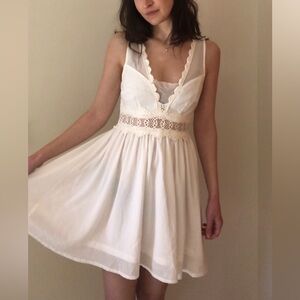 Coastal Cowgirl Airy White Dress with Lace and Sheer Detail Size XS NWOT